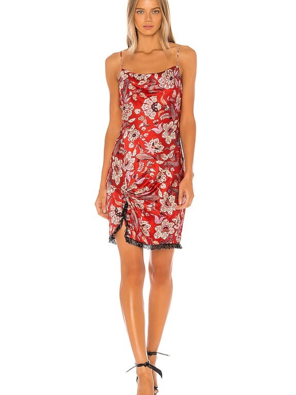 cinq a sept Venetian Red Floral Slip Dress